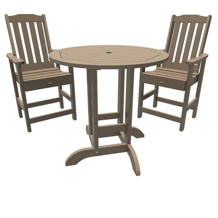Highwood Usa Lehigh 3pc Round Counter Height Outdoor Patio Furniture Dining Set AD-CNL36-WBR
